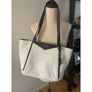 Michael Kors white and black tote work tote leather tote